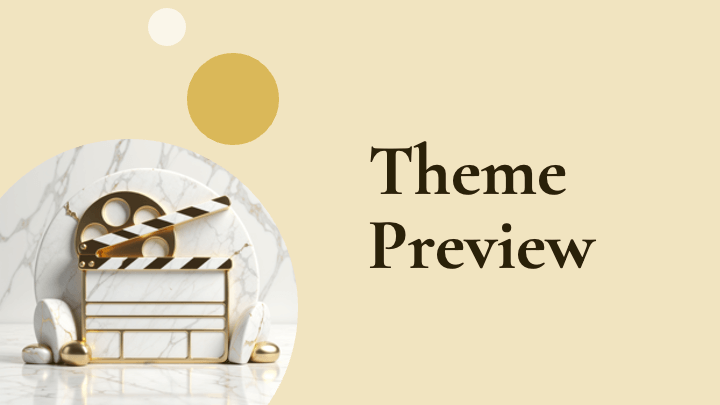 Luxurious gold circular accents with white marble texture and 3D objects